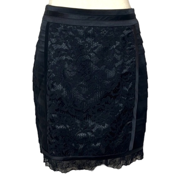 Nanette Lepore Dresses & Skirts - NANETTE Lenore lace and satin  vintage black mini skirt